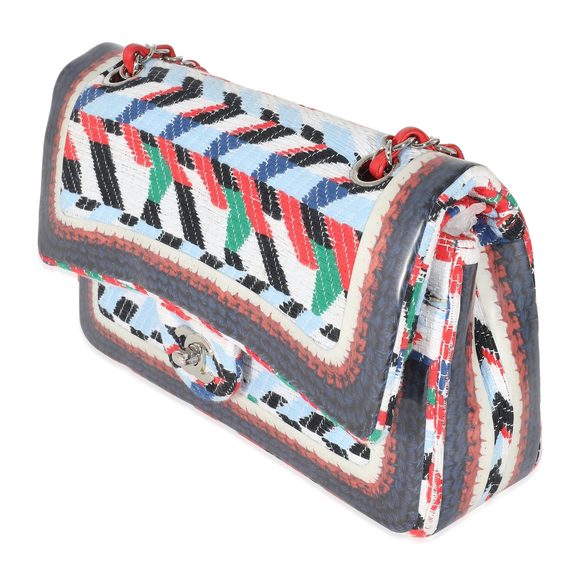 Chanel Multicolour Tweed Silicone Braid Medium Classic Flap - Picture 2 of 7